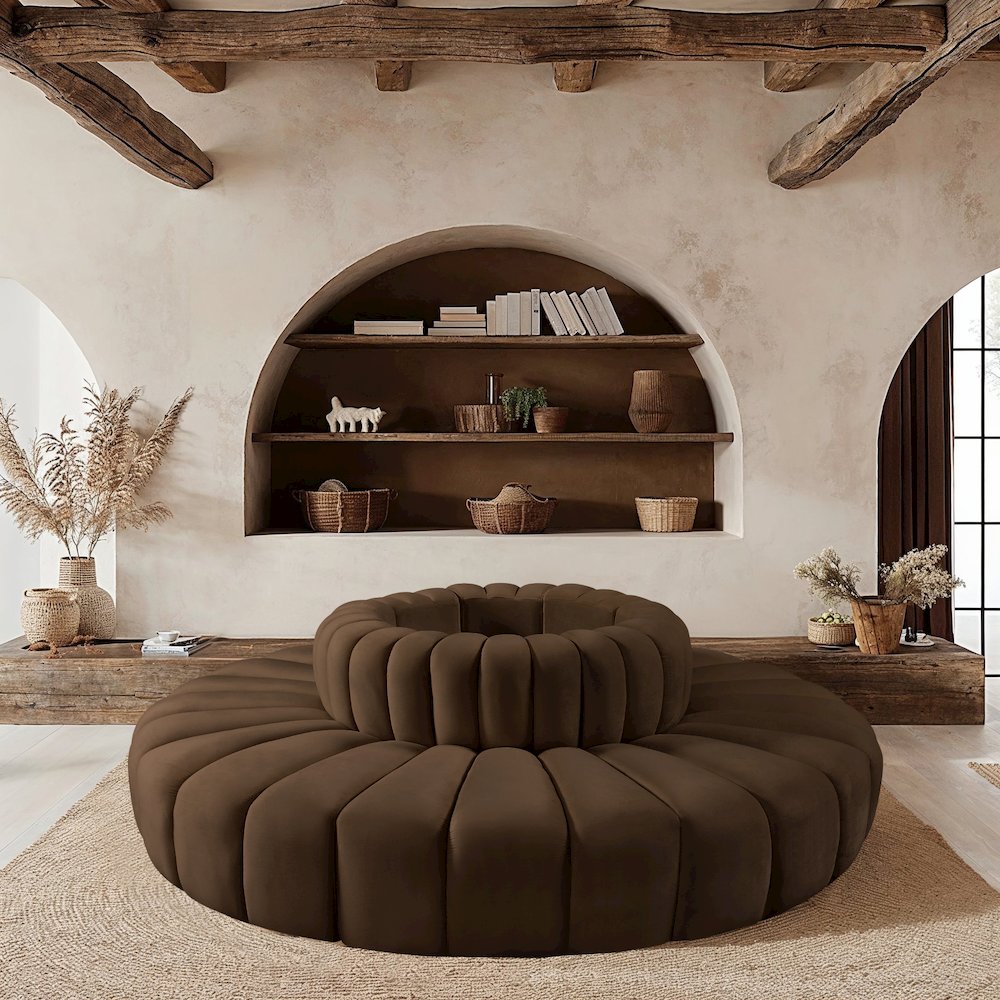 Arc Brown Velvet Modular Sofa. Picture 2