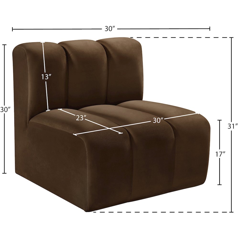 Arc Brown Velvet Straight Chair. Picture 7