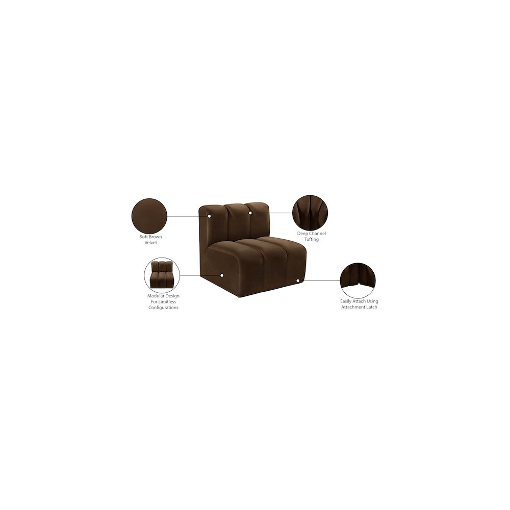 Arc Brown Velvet Straight Chair. Picture 8