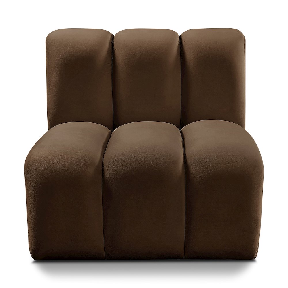 Arc Brown Velvet Straight Chair. Picture 1