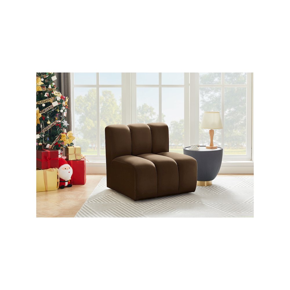Arc Brown Velvet Straight Chair. Picture 2