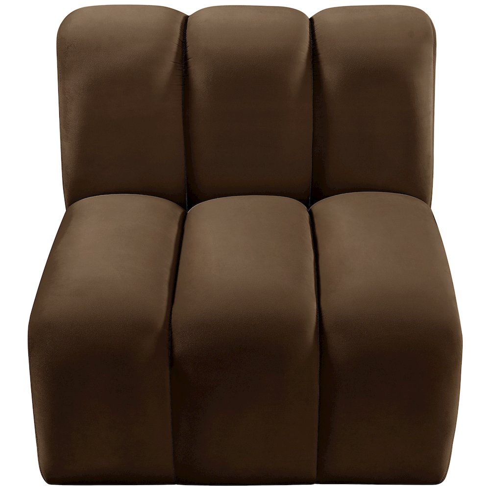 Arc Brown Velvet Straight Chair. Picture 4