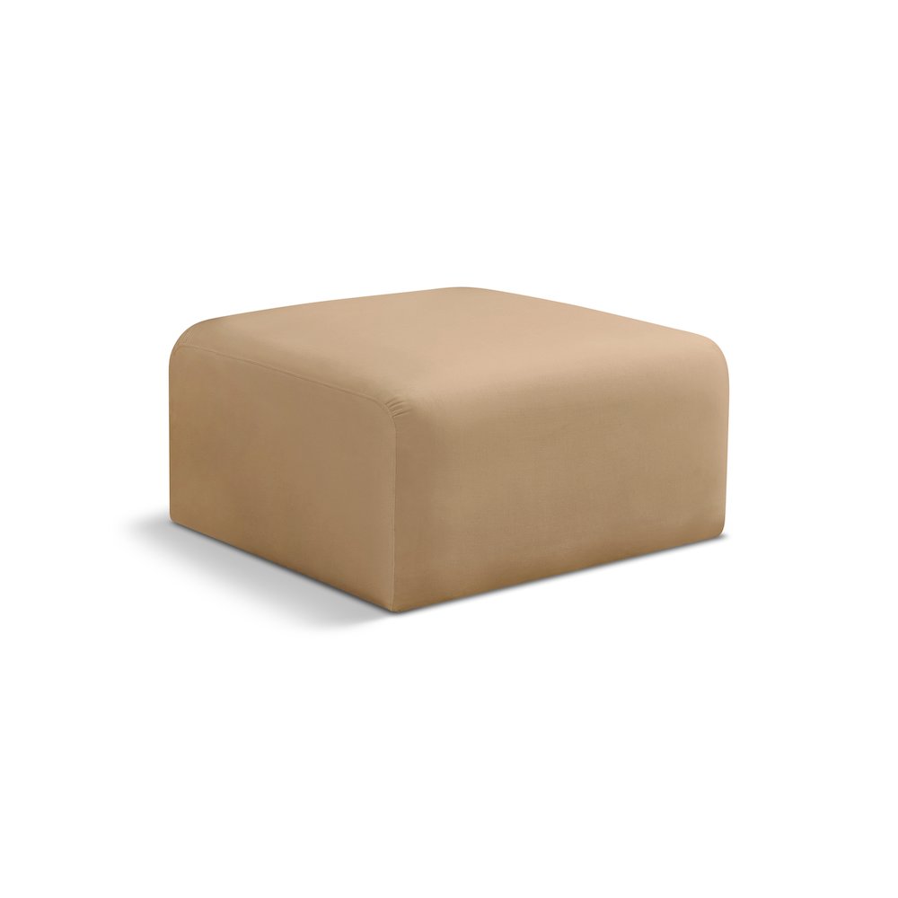 Arc Camel Velvet Ottoman. Picture 1