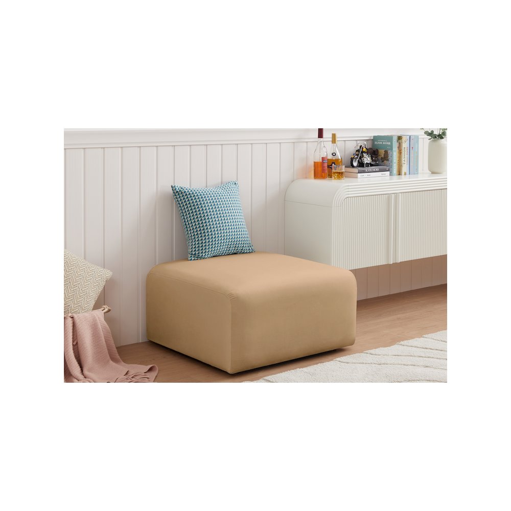 Arc Camel Velvet Ottoman. Picture 2