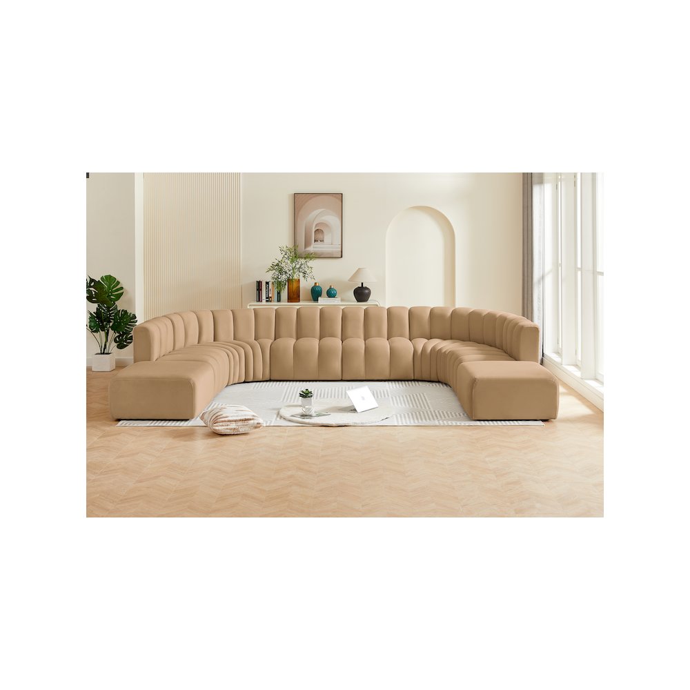Arc Camel Velvet Modular Sofa. Picture 2