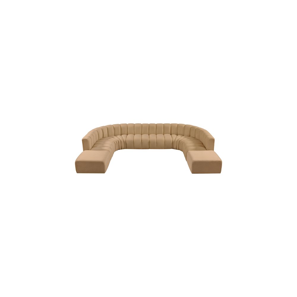 Arc Camel Velvet Modular Sofa. Picture 4