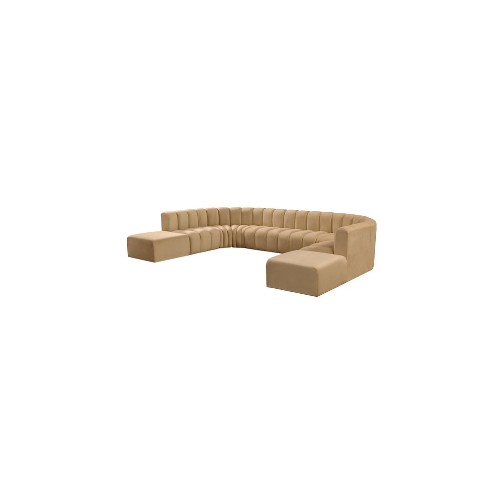 Arc Camel Velvet Modular Sofa. Picture 5
