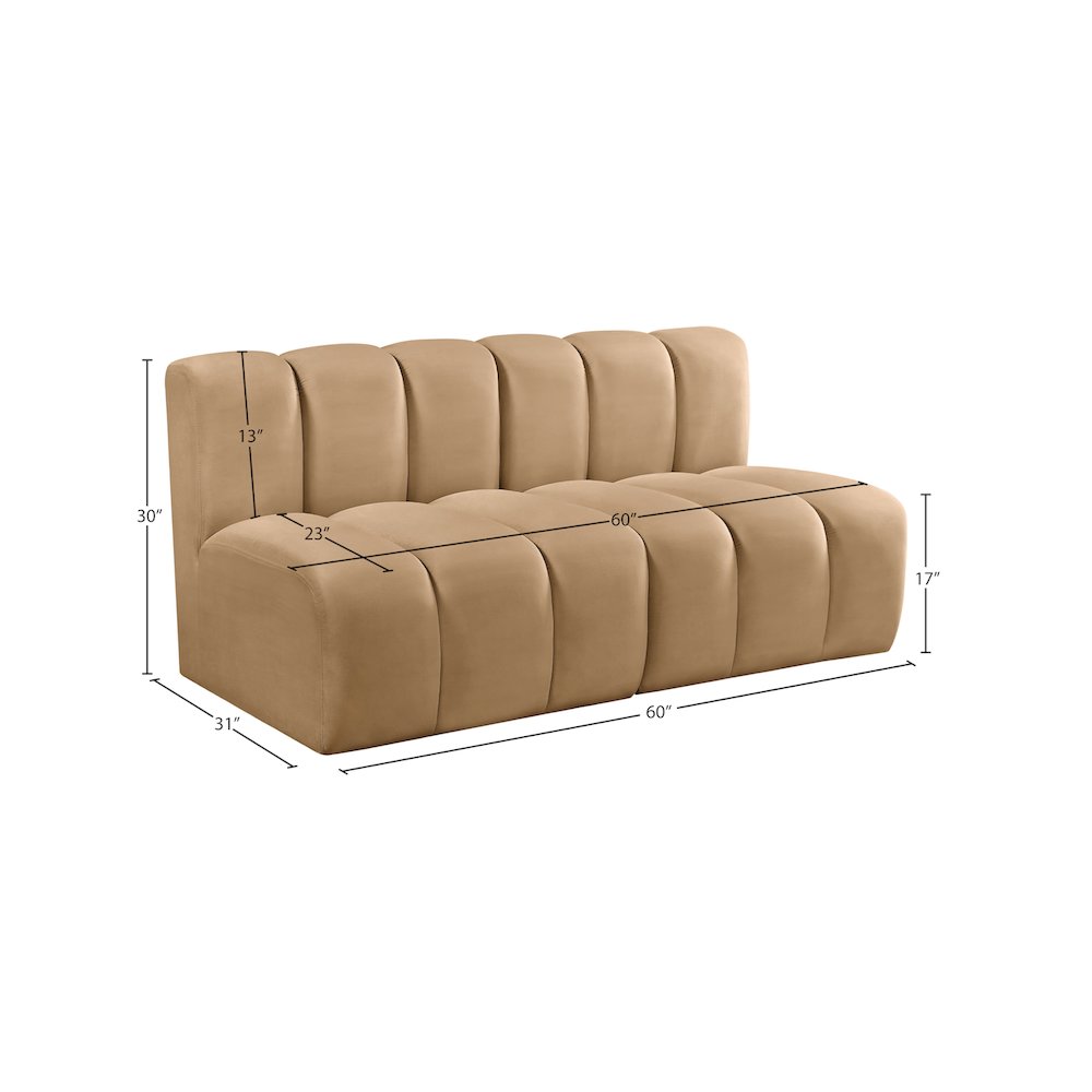 Arc Camel Velvet Modular Sofa. Picture 9