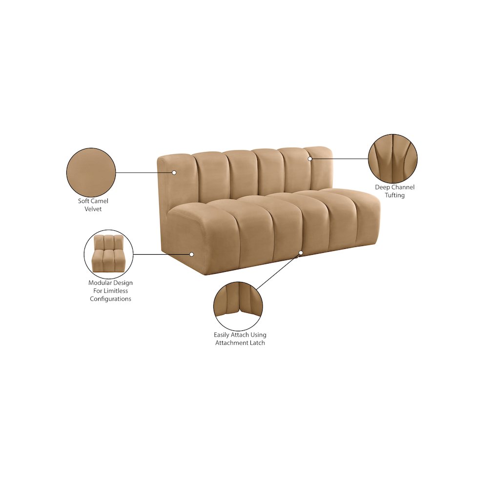 Arc Camel Velvet Modular Sofa. Picture 10