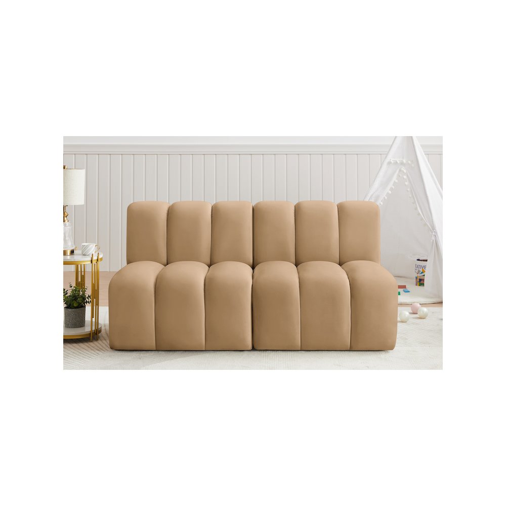 Arc Camel Velvet Modular Sofa. Picture 2