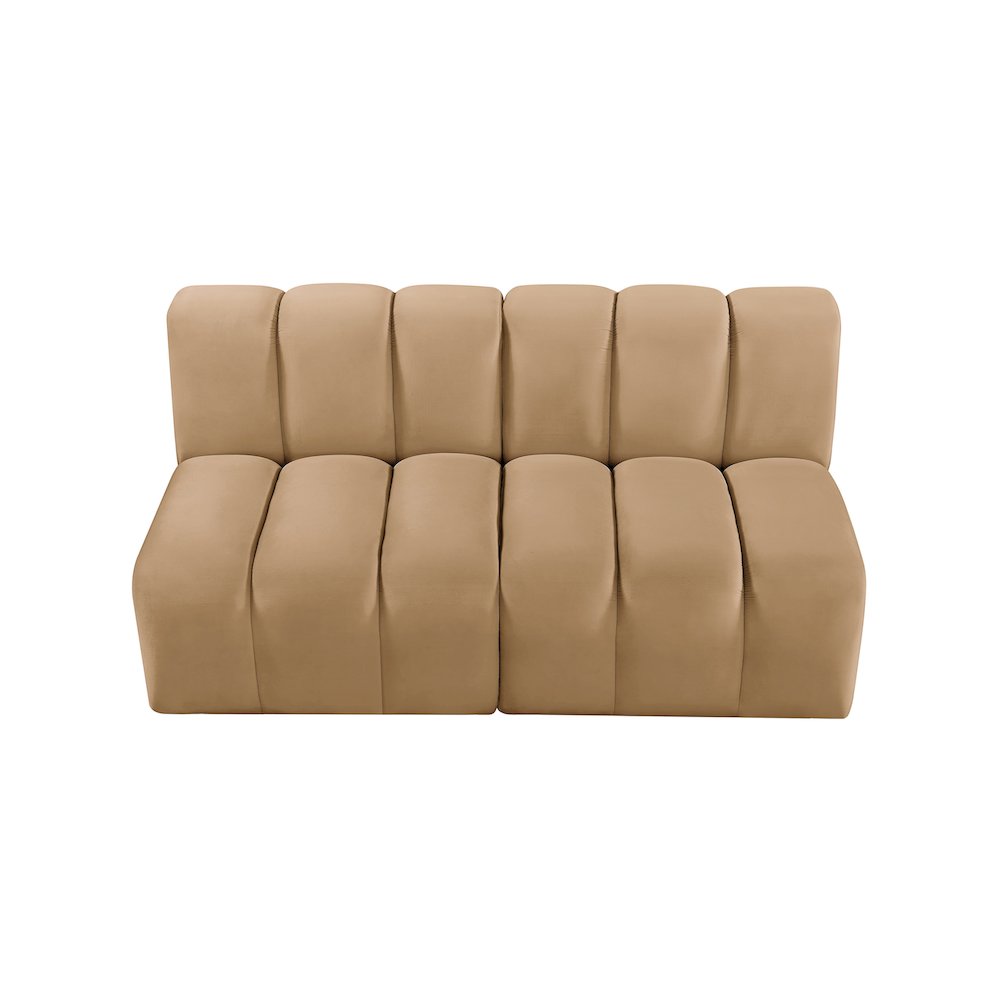 Arc Camel Velvet Modular Sofa. Picture 4