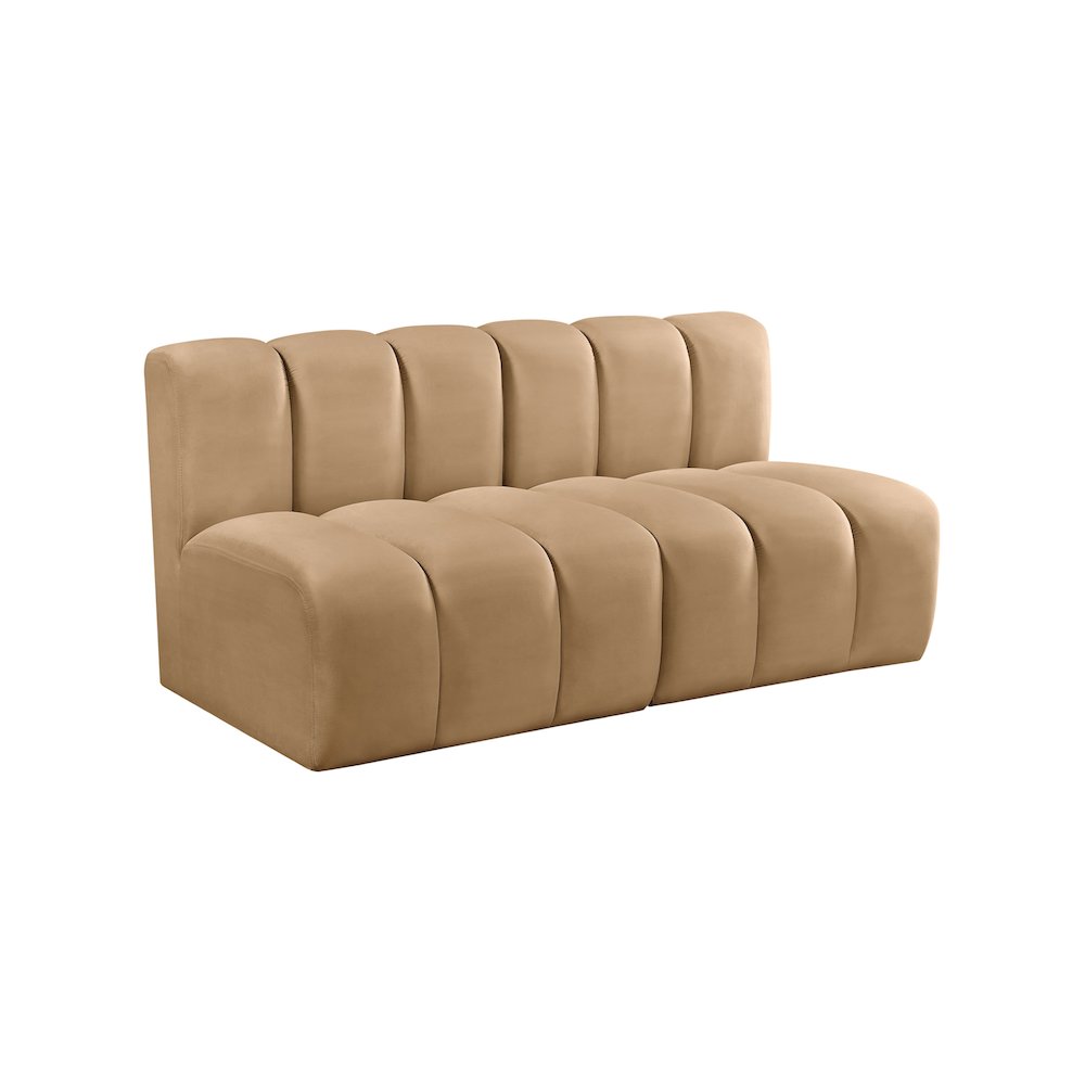 Arc Camel Velvet Modular Sofa. Picture 5