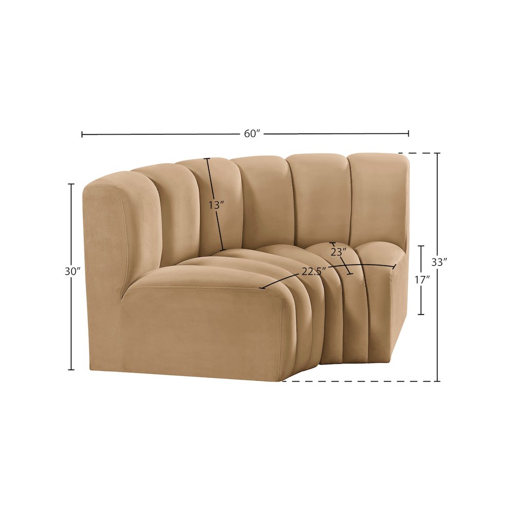 Arc Camel Velvet Modular Sofa. Picture 8