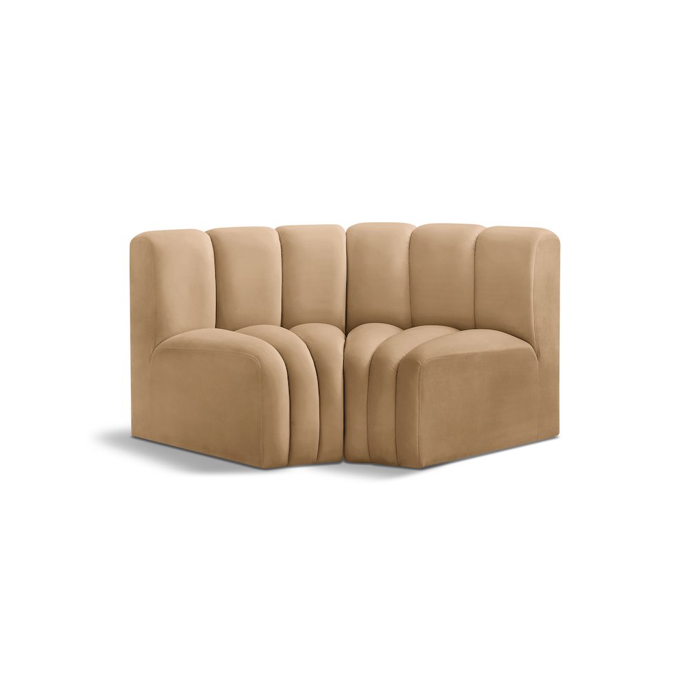 Arc Camel Velvet Modular Sofa. Picture 1
