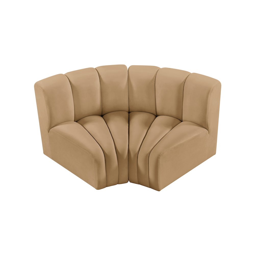 Arc Camel Velvet Modular Sofa. Picture 4