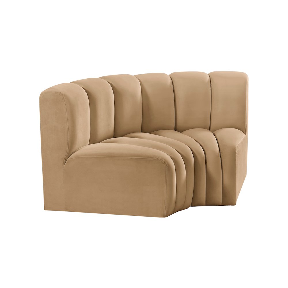 Arc Camel Velvet Modular Sofa. Picture 5