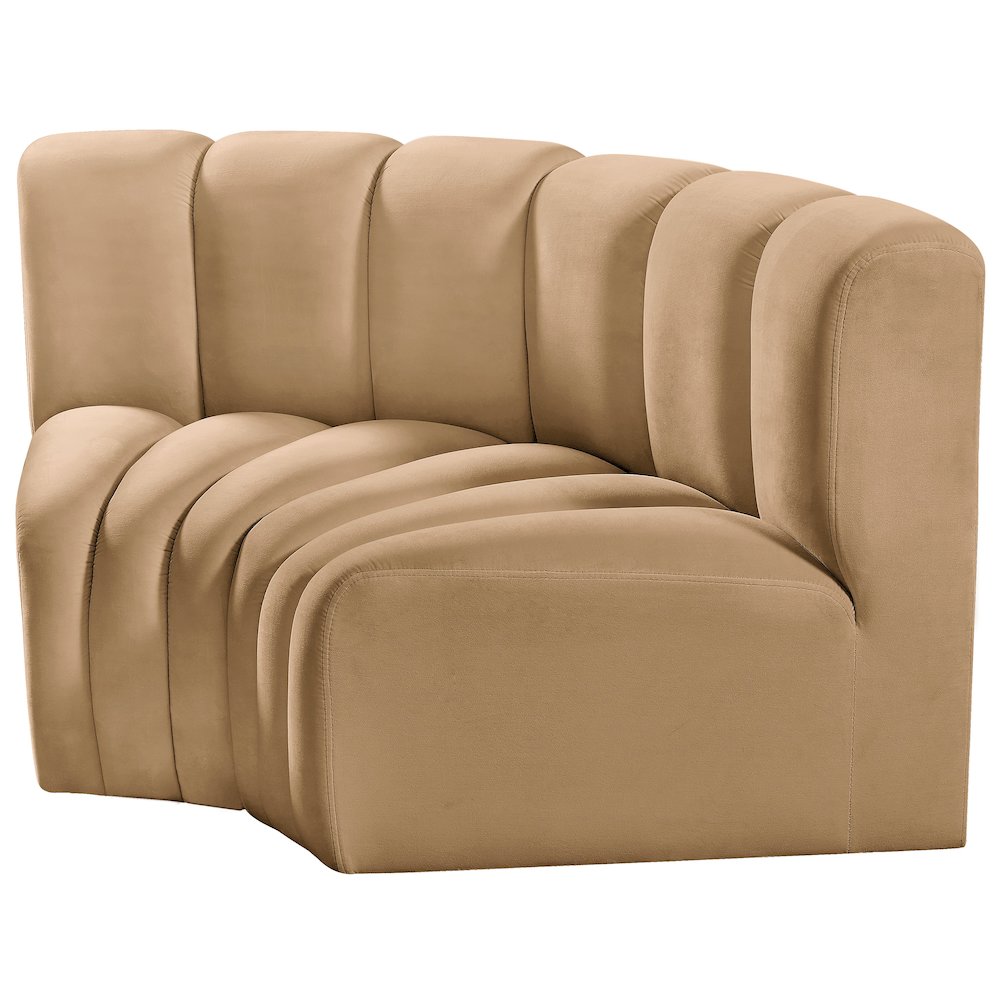 Arc Camel Velvet Modular Sofa. Picture 6