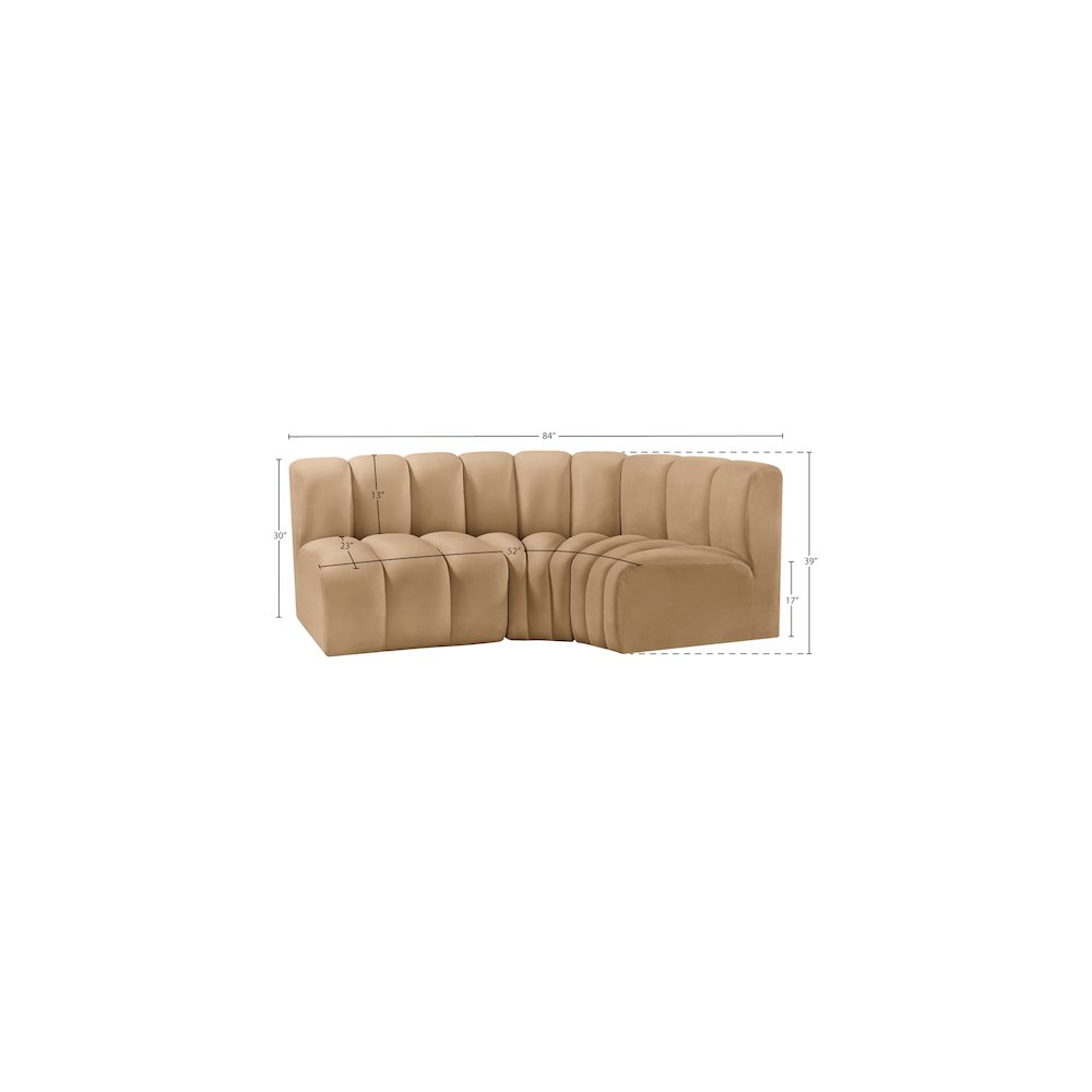 Arc Camel Velvet Modular Sofa. Picture 9