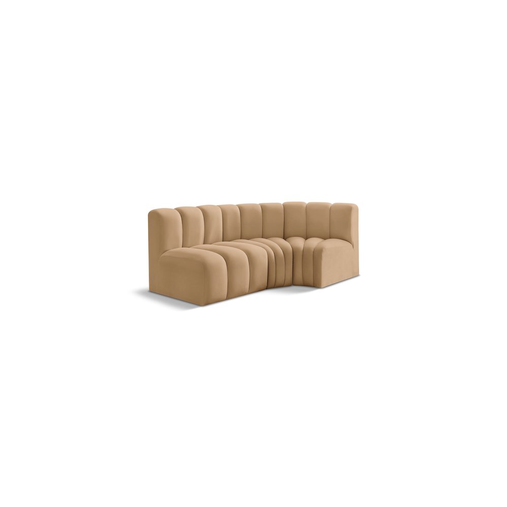 Arc Camel Velvet Modular Sofa. Picture 1