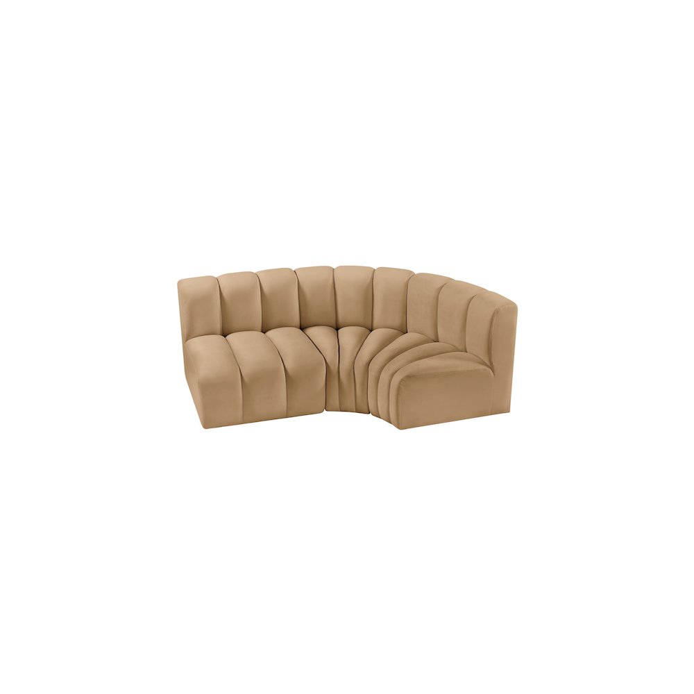 Arc Camel Velvet Modular Sofa. Picture 4
