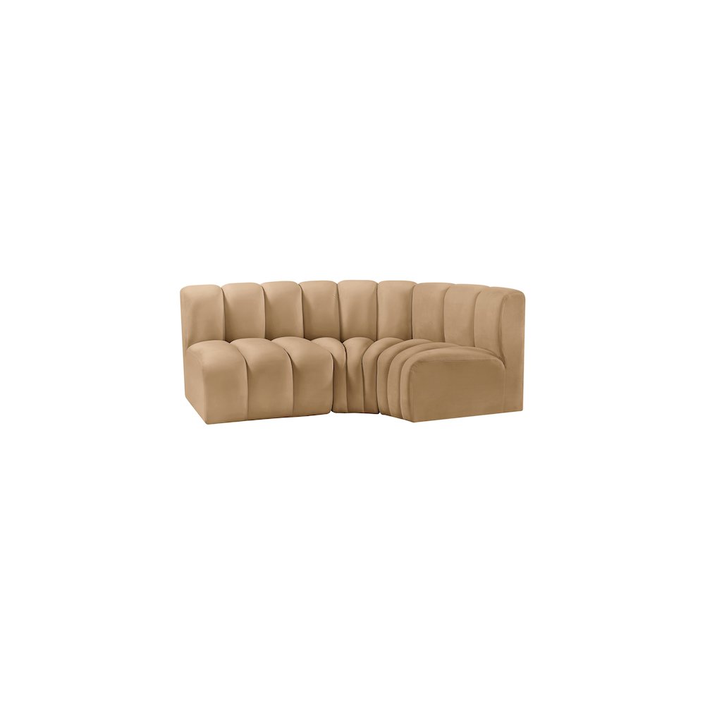 Arc Camel Velvet Modular Sofa. Picture 5