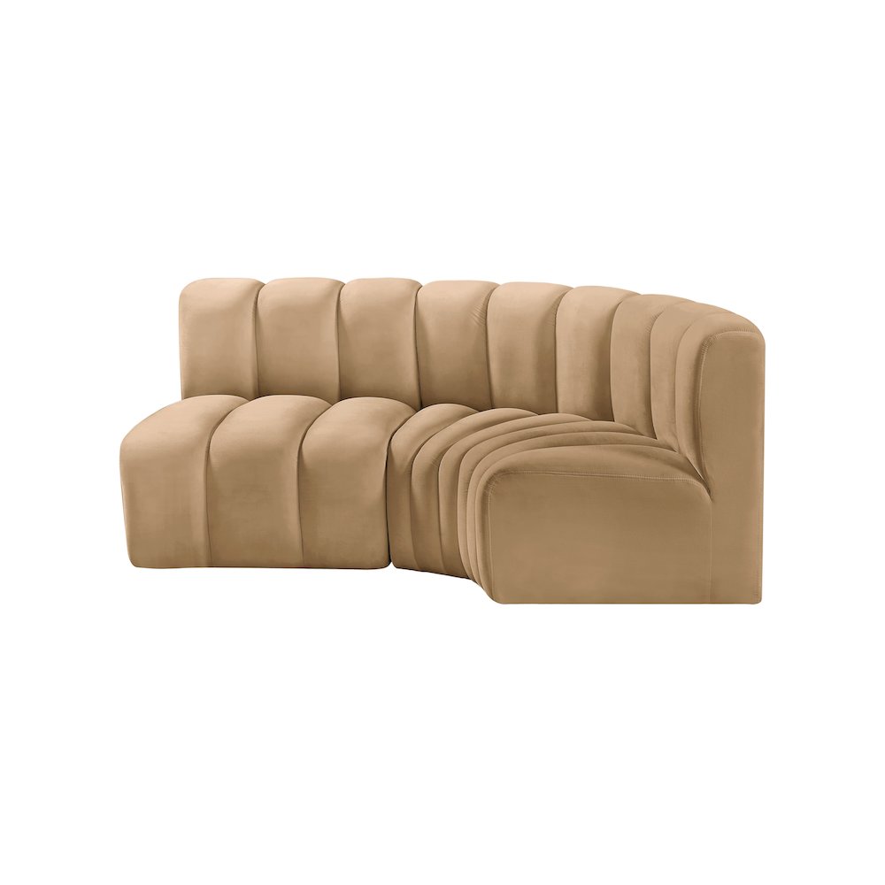 Arc Camel Velvet Modular Sofa. Picture 6