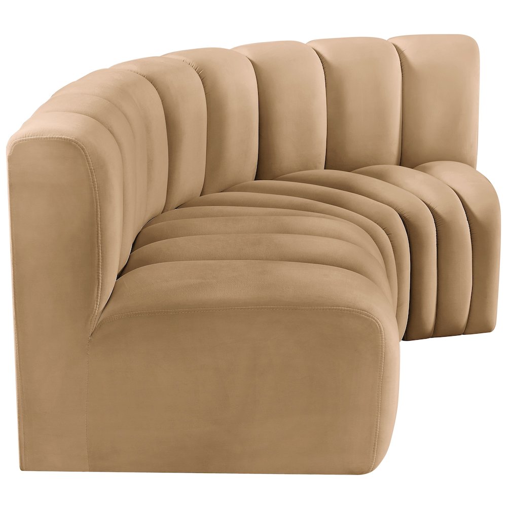 Arc Camel Velvet Modular Sofa. Picture 7