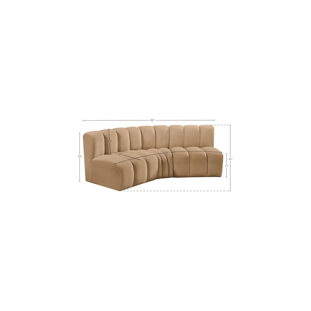 Arc Camel Velvet Modular Sofa. Picture 9