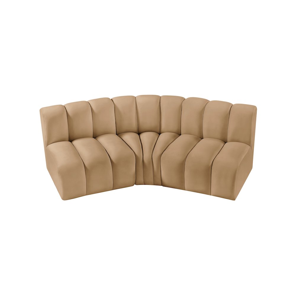 Arc Camel Velvet Modular Sofa. Picture 4