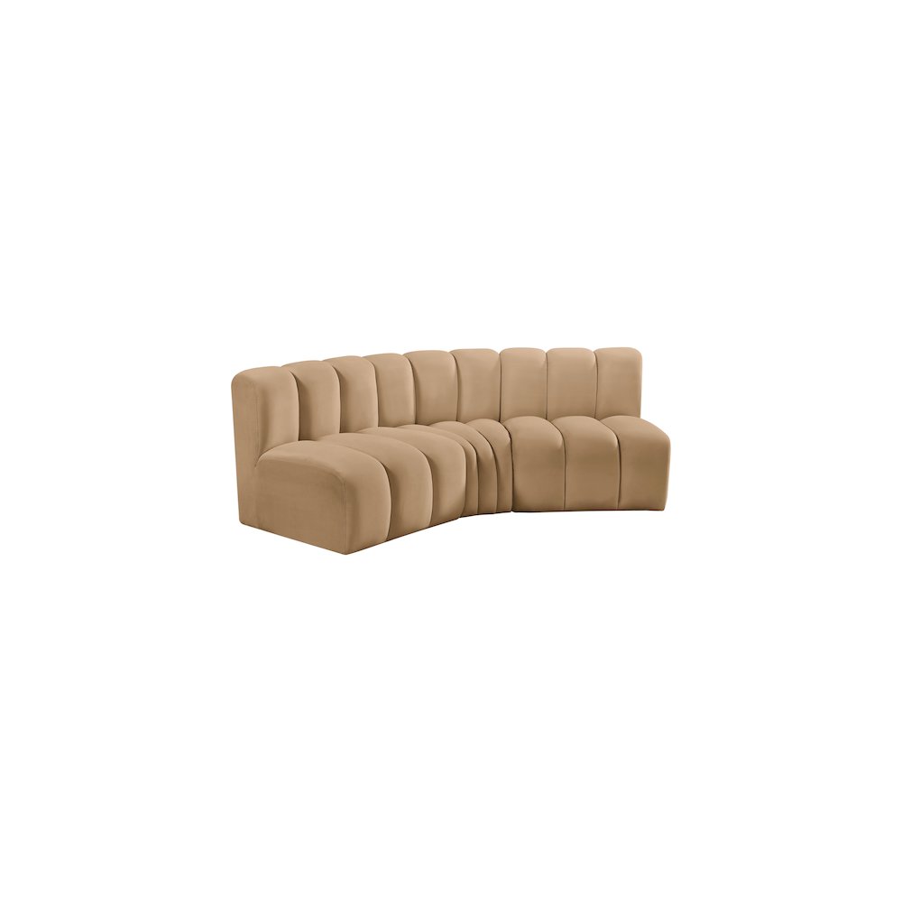 Arc Camel Velvet Modular Sofa. Picture 5