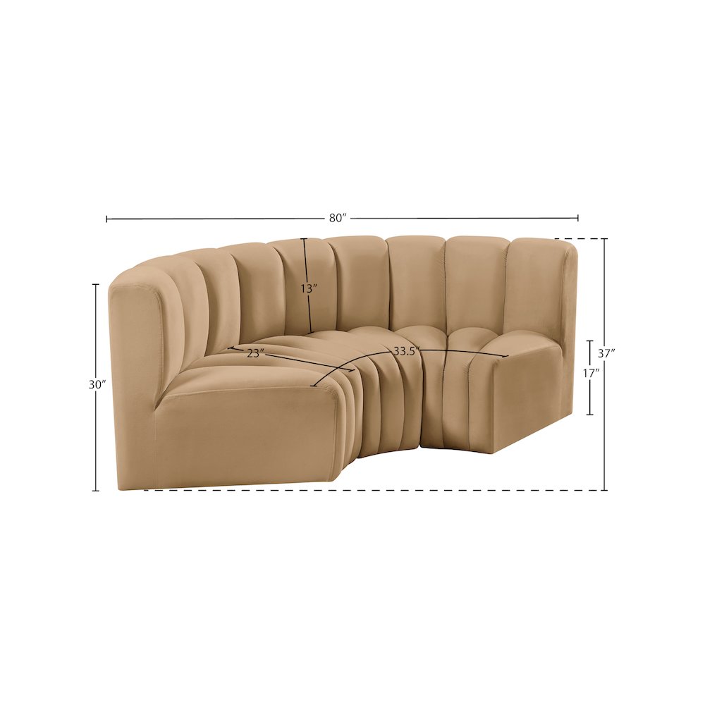 Arc Camel Velvet Modular Sofa. Picture 8