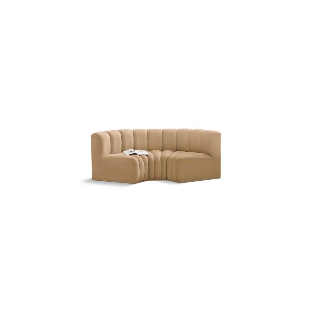 Arc Camel Velvet Modular Sofa. Picture 1