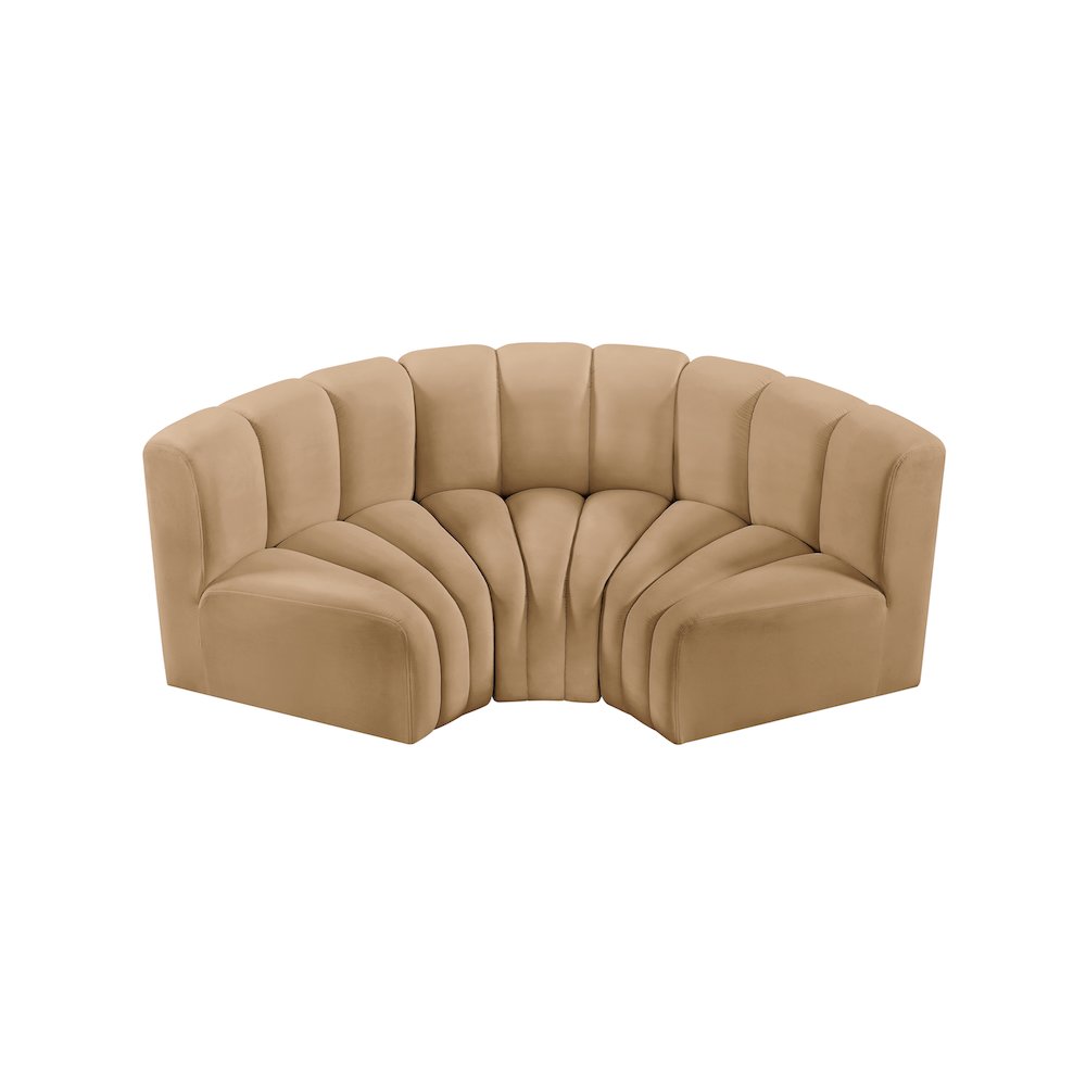 Arc Camel Velvet Modular Sofa. Picture 4
