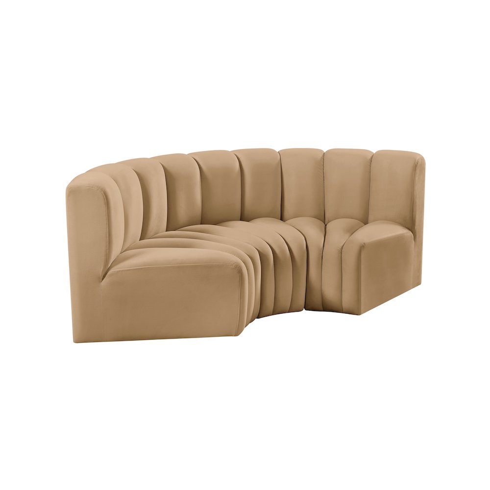 Arc Camel Velvet Modular Sofa. Picture 5