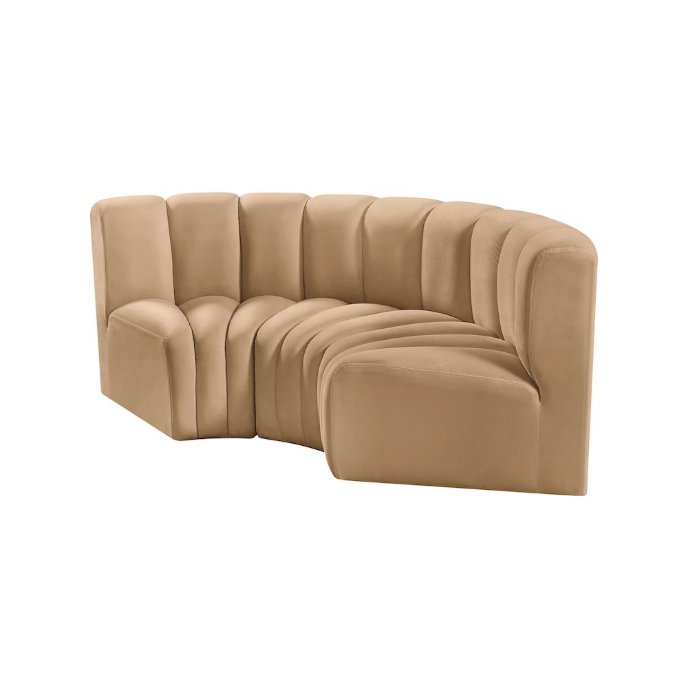 Arc Camel Velvet Modular Sofa. Picture 6