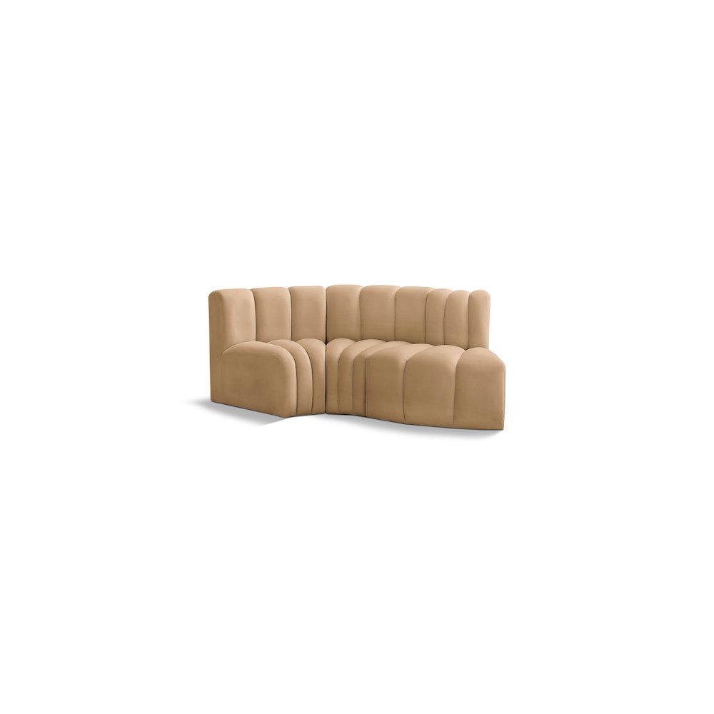 Arc Camel Velvet Modular Sofa. Picture 1