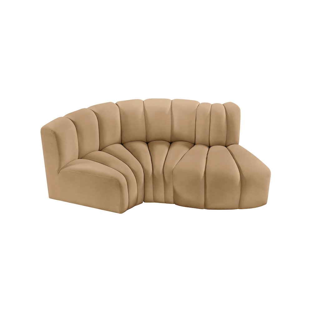 Arc Camel Velvet Modular Sofa. Picture 4