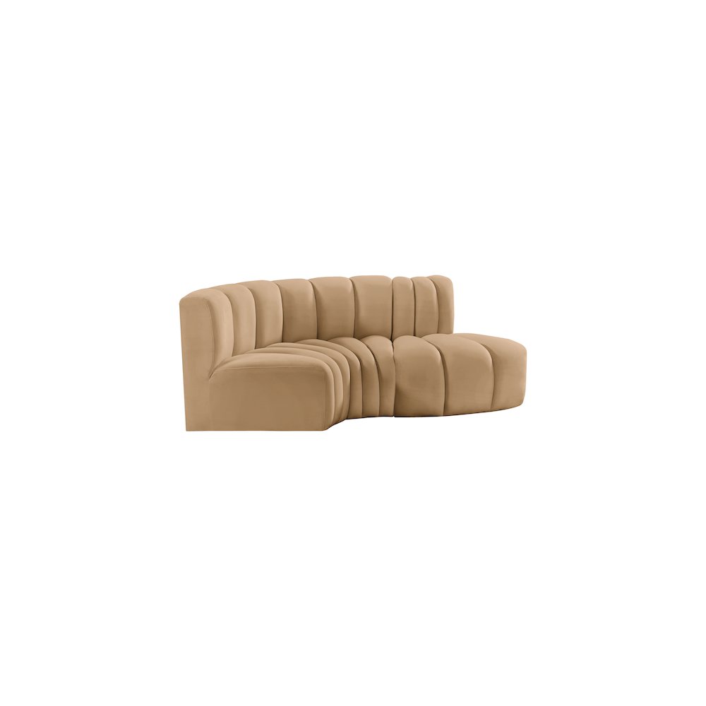 Arc Camel Velvet Modular Sofa. Picture 5