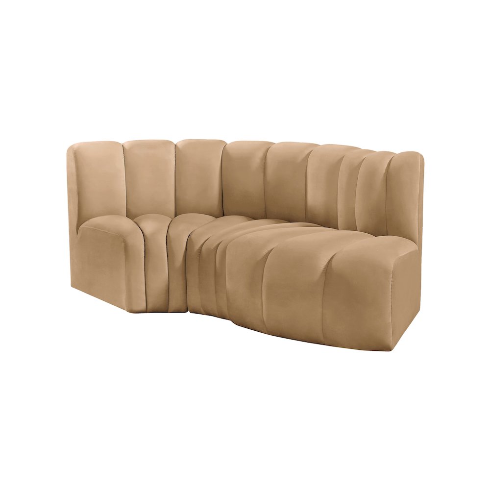 Arc Camel Velvet Modular Sofa. Picture 6