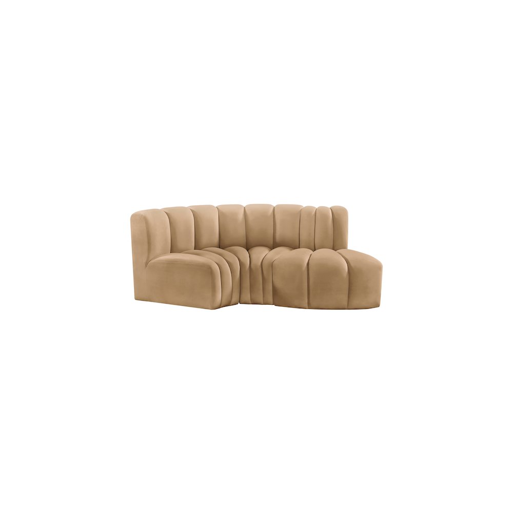 Arc Camel Velvet Modular Sofa. Picture 8
