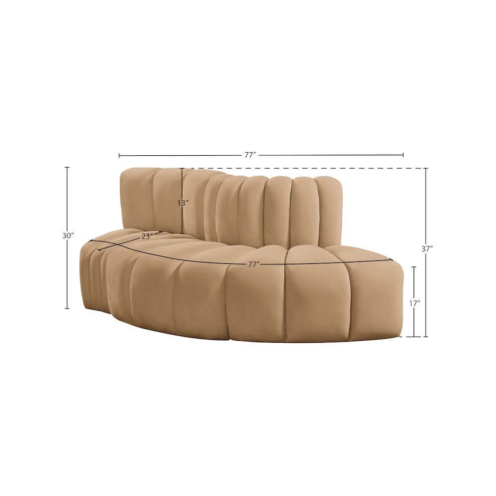 Arc Camel Velvet Modular Sofa. Picture 8
