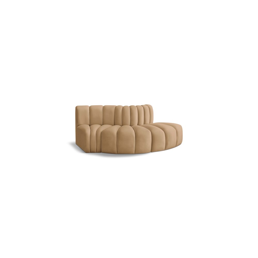 Arc Camel Velvet Modular Sofa. Picture 1