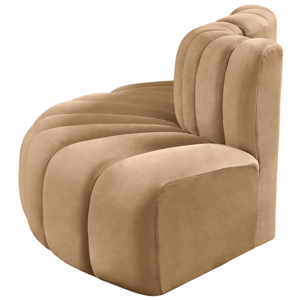 Arc Camel Velvet Modular Sofa. Picture 6