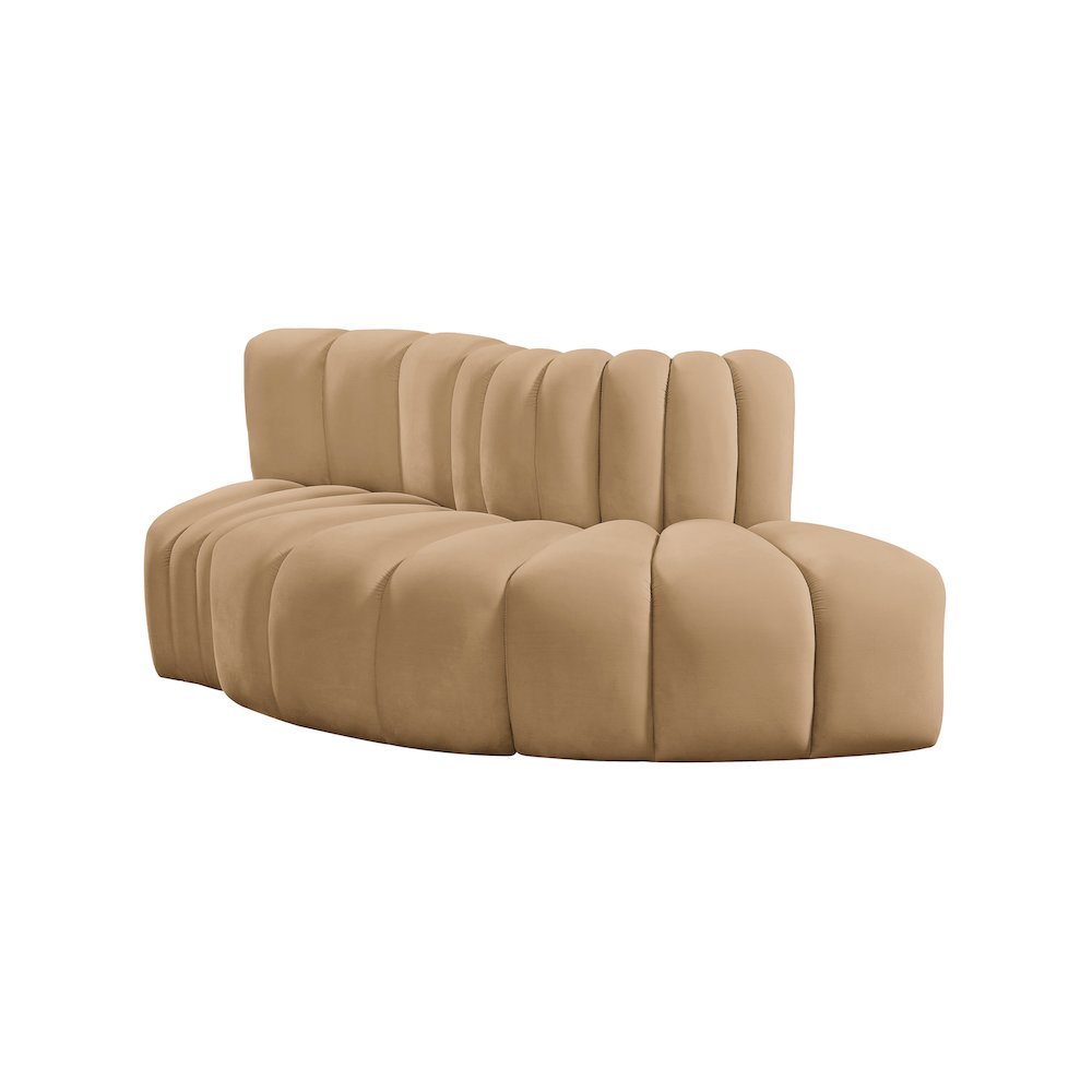 Arc Camel Velvet Modular Sofa. Picture 7