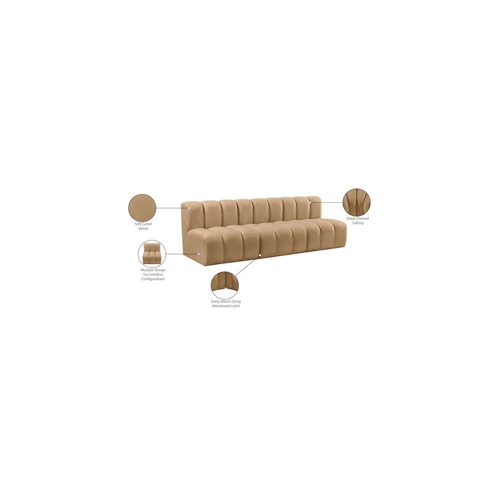 Arc Camel Velvet Modular Sofa. Picture 10