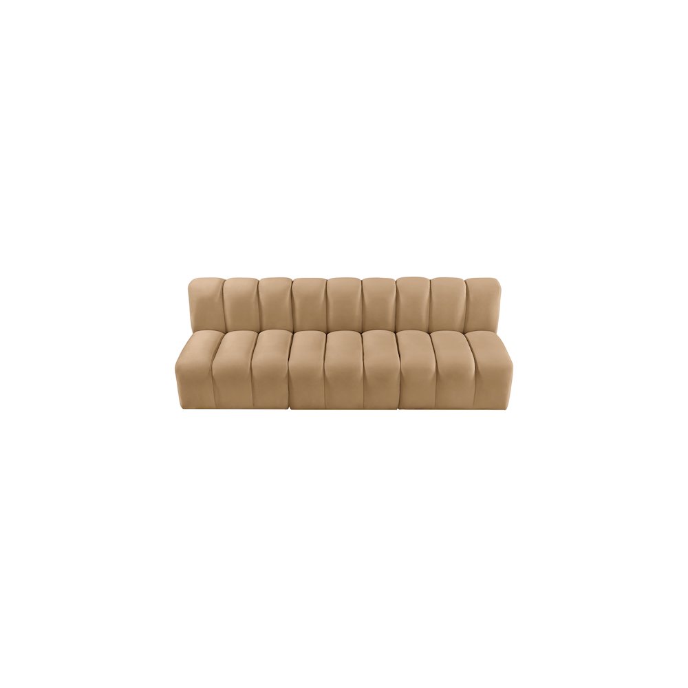 Arc Camel Velvet Modular Sofa. Picture 4