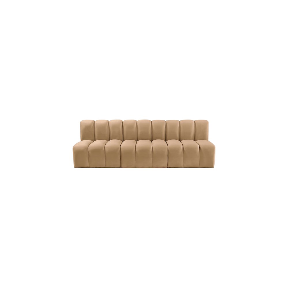 Arc Camel Velvet Modular Sofa. Picture 6
