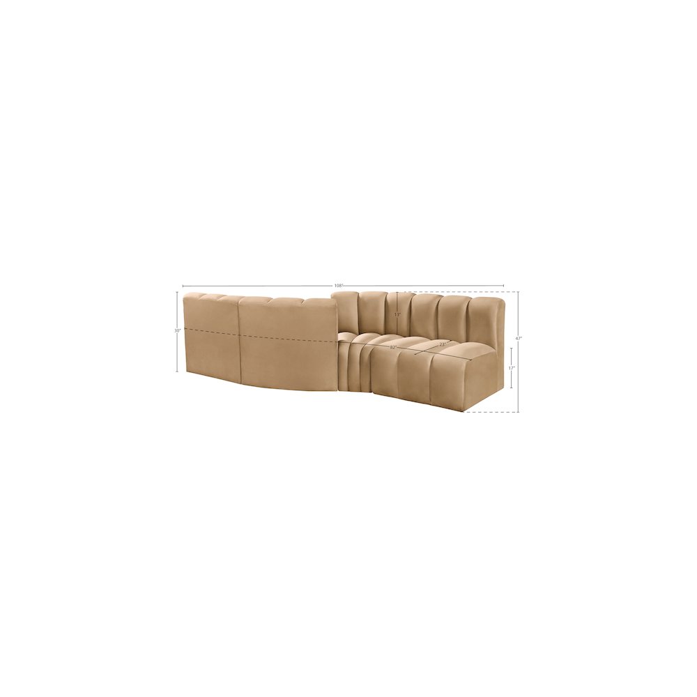 Arc Camel Velvet Modular Sofa. Picture 8