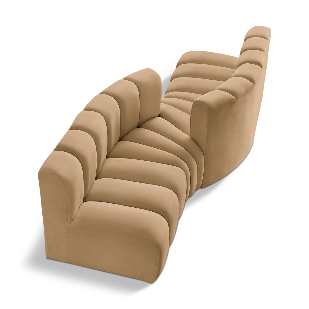 Arc Camel Velvet Modular Sofa. Picture 1
