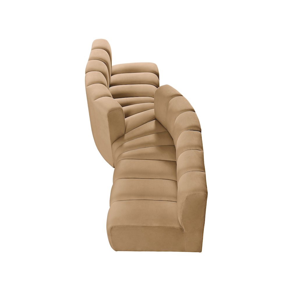 Arc Camel Velvet Modular Sofa. Picture 4